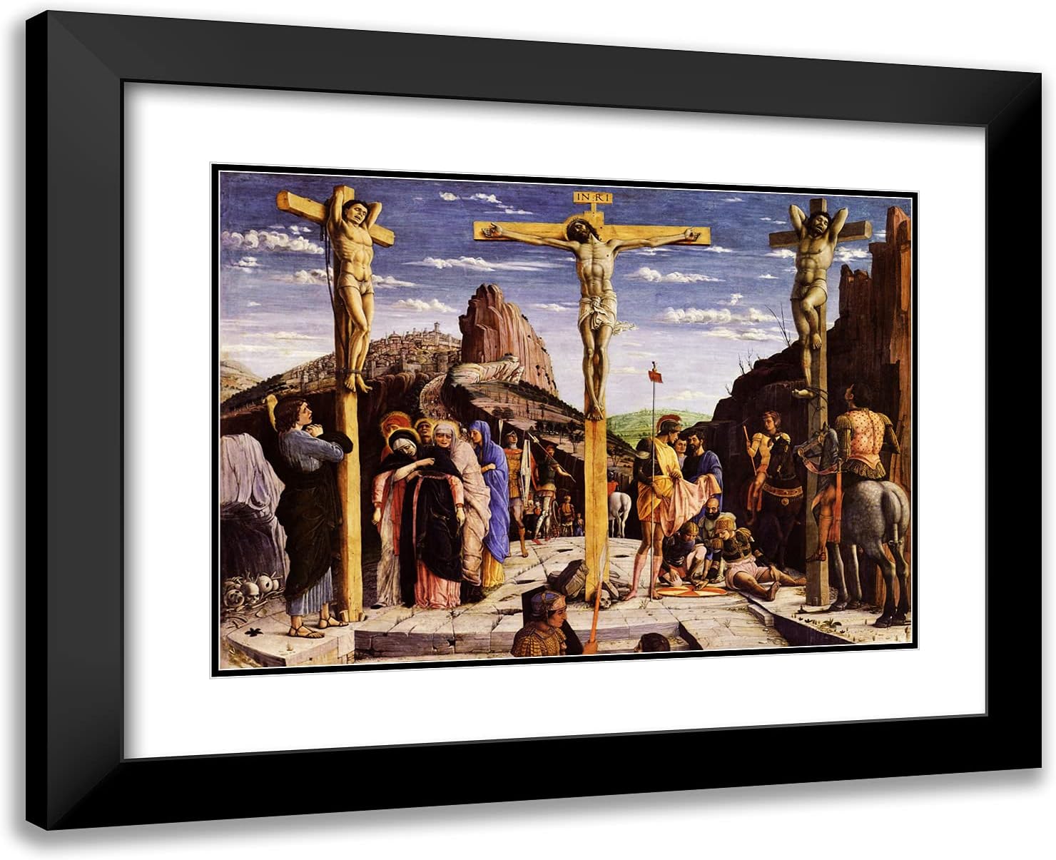 ArtDirect Mantegna, Andrea 24x19 Gold Ornate Framed Art Print with Double Matting Titled: Calvary, Central Predella Panel from the St. Zeno of Verona Altarpiece