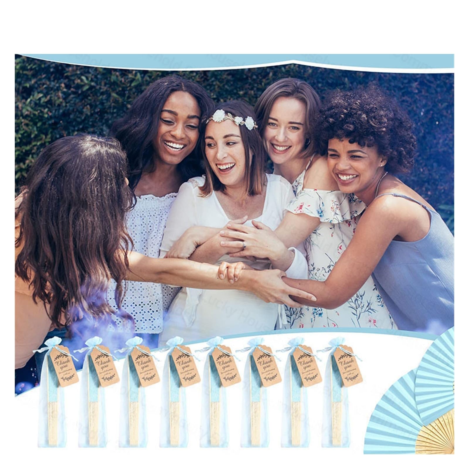 30 Stück Hochzeits-Handfächer, Faltfächer for Gäste, Papierfächer for Hochzeit Für Haushalt Wohnen(White)