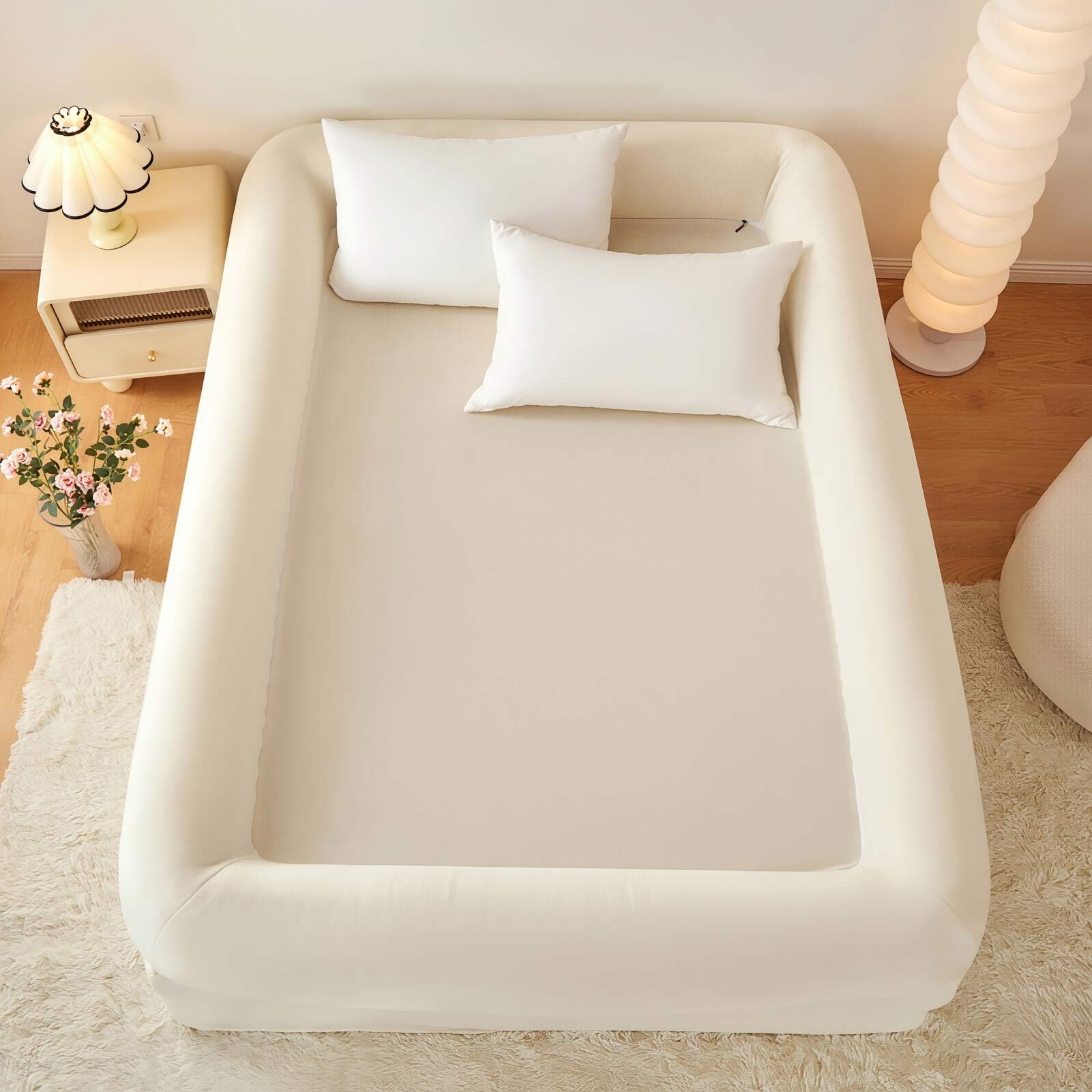 Sábana bajera con bordes acolchados y elevados, antideslizante, con cremallera, desmontable y lavable a máquina, transpirable, acogedor, protector de colchón para dormitorio o dormitorio