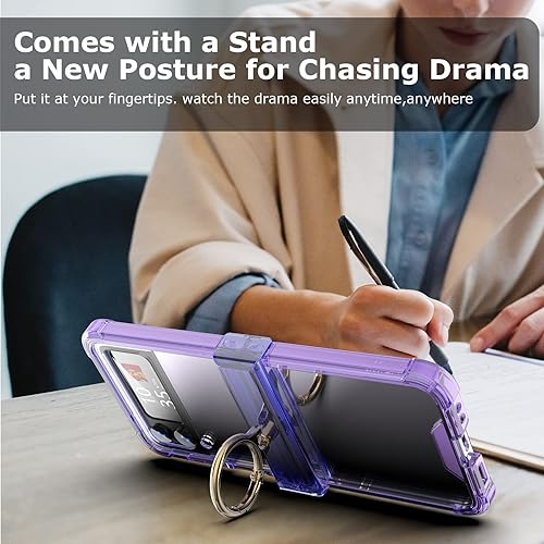 Miniatura 6 de Funda para Galaxy Z Flip 3 con protección de bisagra transparente para Samsung Flip 3 con función atril cubierta protectora para Samsung Galaxy Z