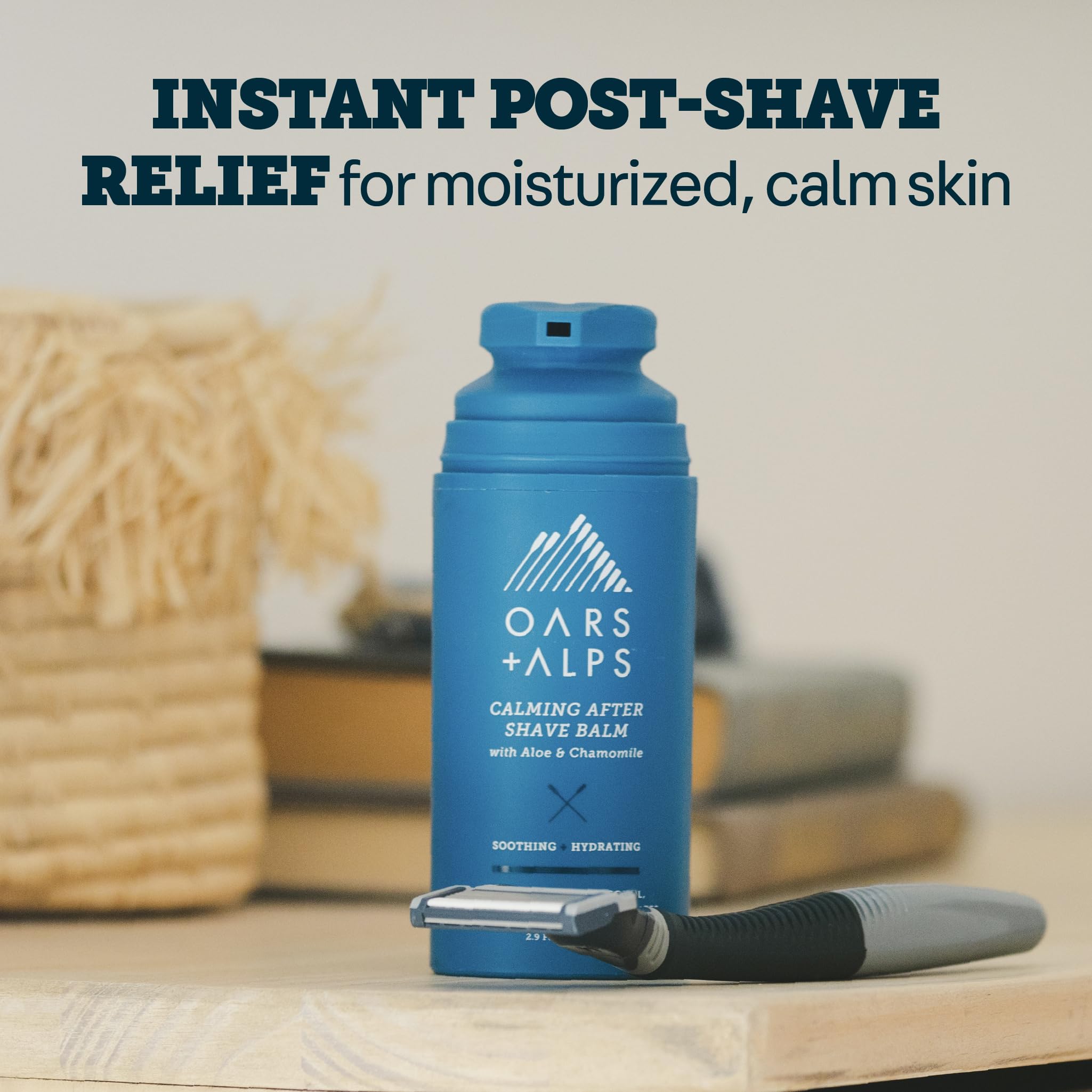 Oars + Alps Calming After Shave Balm and Lotion for Men, Dermatologist Tested and Infused with Aloe and Chamomile, TSA Friendly, 2.9 Fl Oz