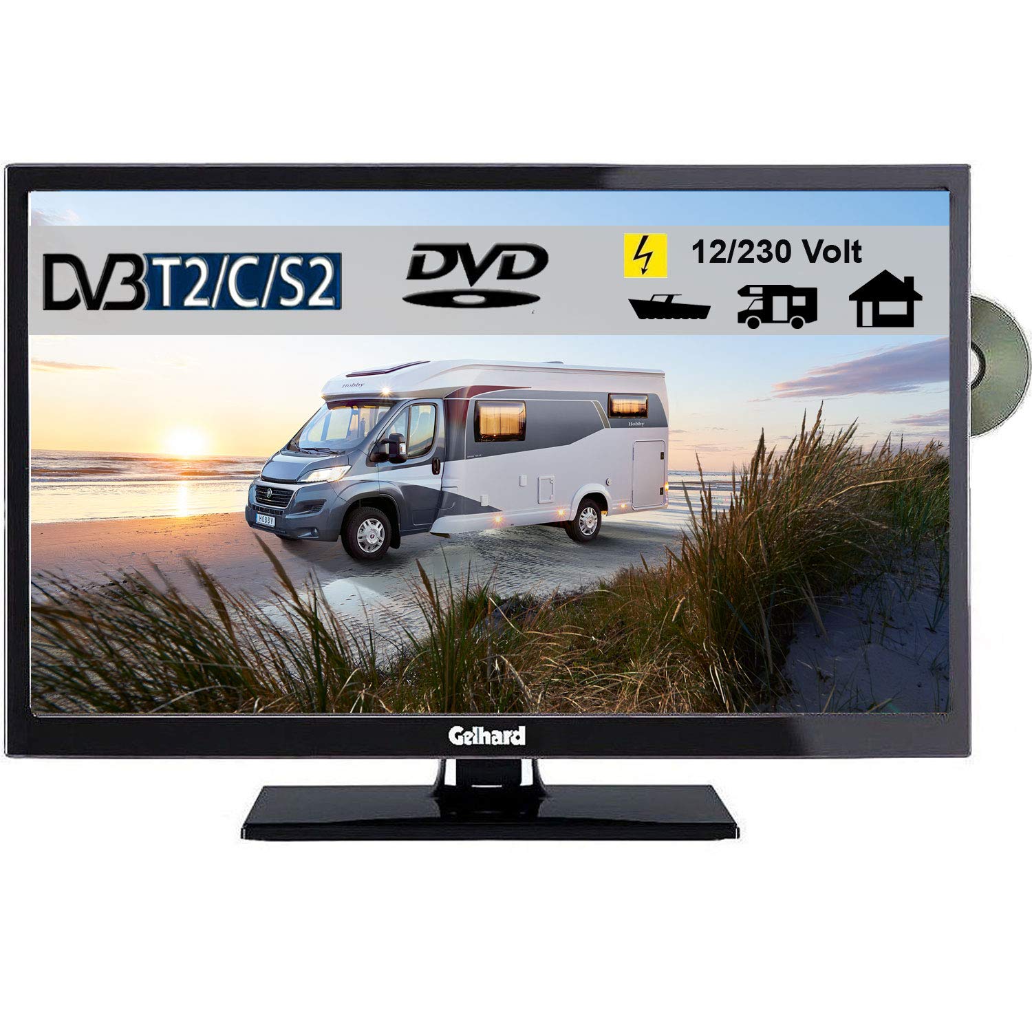 GTV2442III LED Fernseher 24 Zoll DVB/S/S2/T2/C, DVD, USB, 12V 230 Volt
