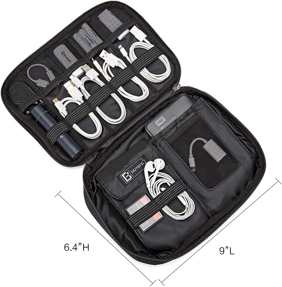BGTREND Electronic Organizer, Small Travel Cable Bag Compatible with Power Bank, Adapter, USB Charger, SD Card, Grey