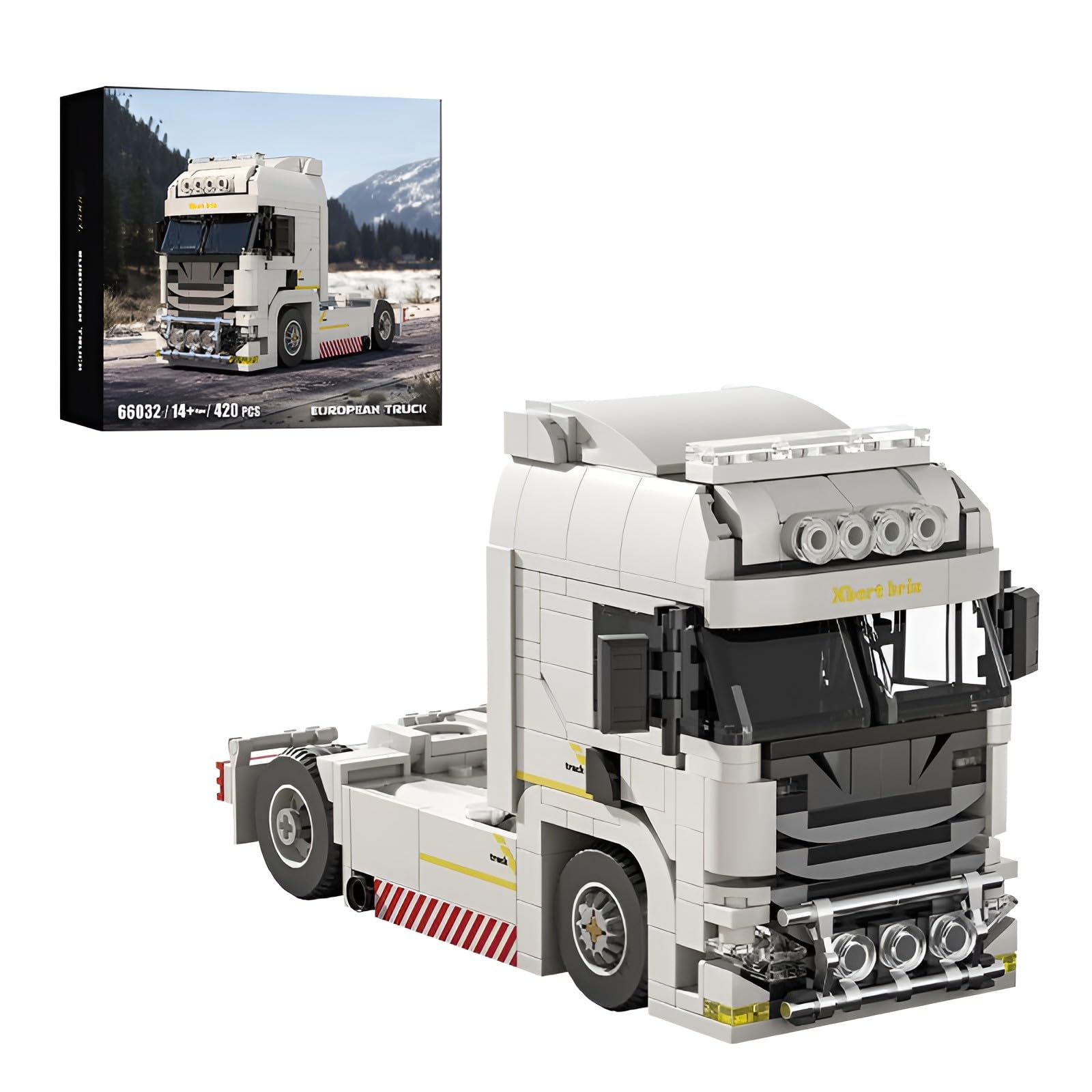 European Semi Truck Cab Building Set, Heavy‑Duty Tractor Head Model 420PCS