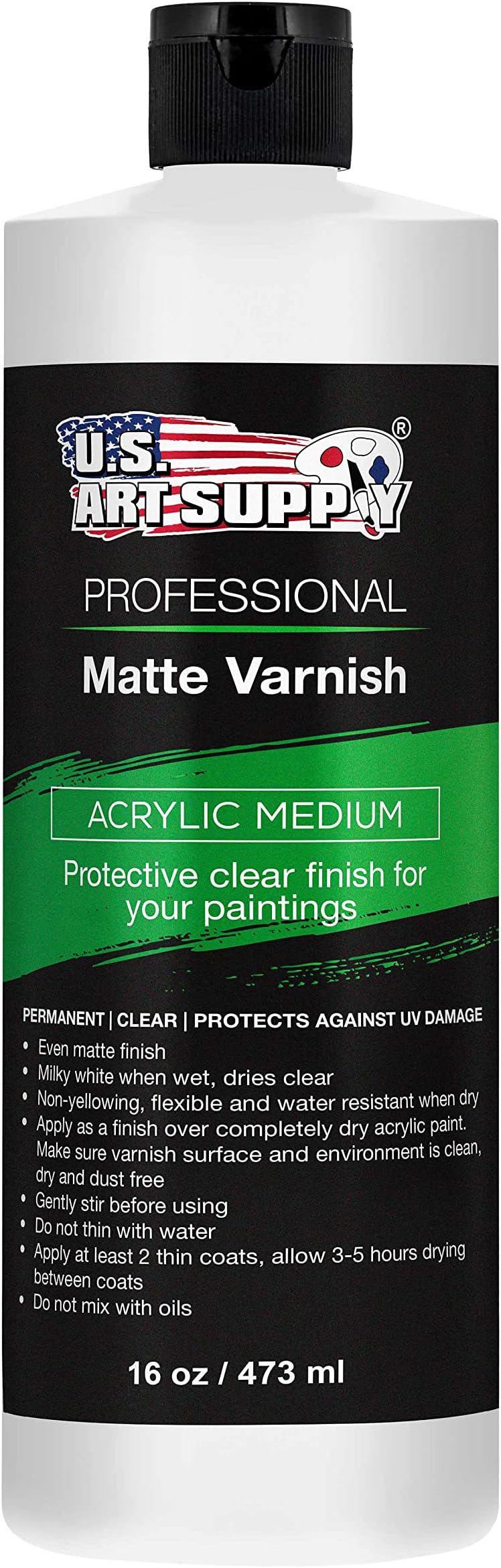 U.S. Art Supply Professional Matte Varnish, 16 oz (Pint