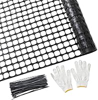 PotatoLife 4x100ft Black Plastic Mesh Safety Fence with 100 Zip Ties - Reusable Garden Netting for Deer, Poultry, Construction Barriers