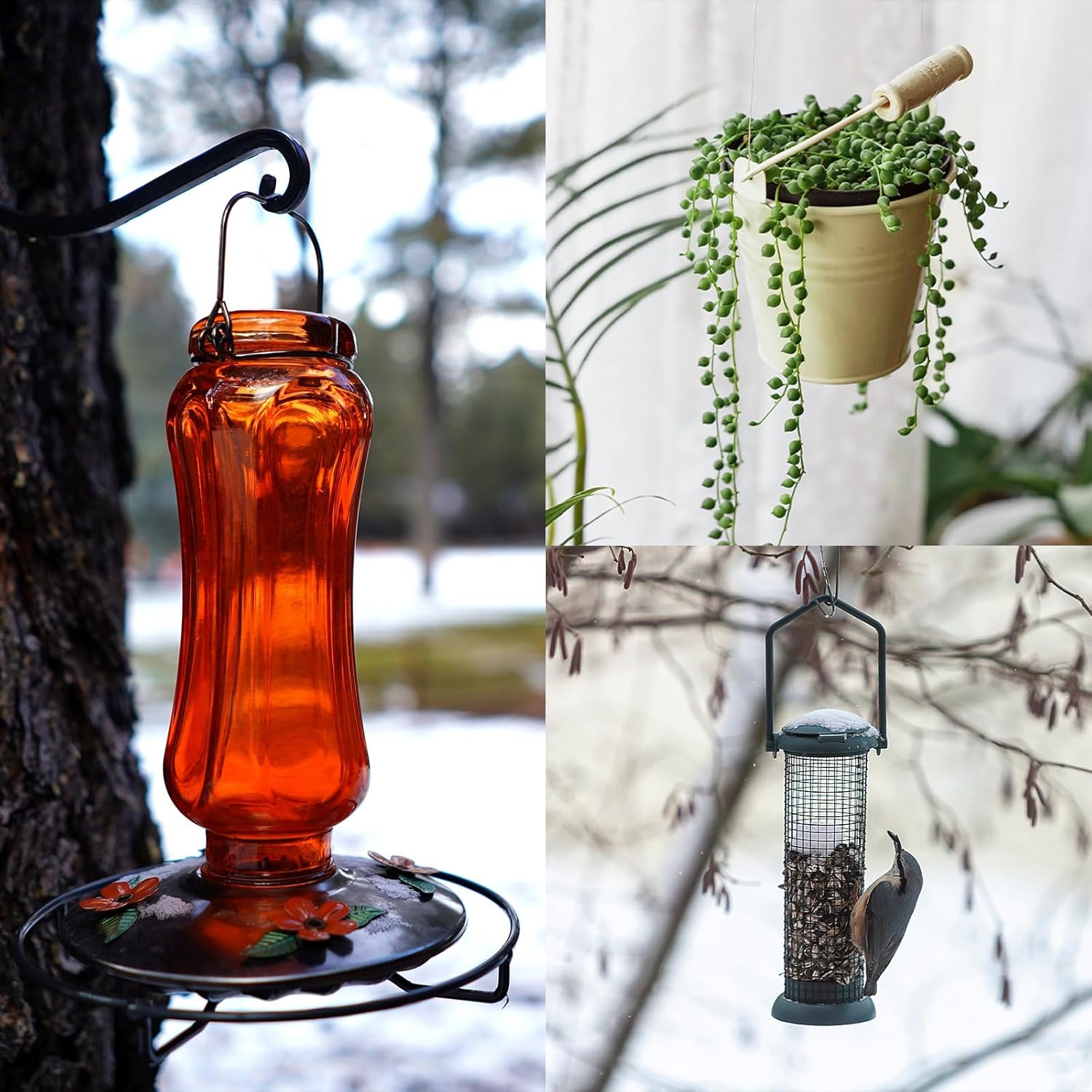 uxcell 2 Pack Swivel Hanging Plant Bracket - Hand-Forged Plant Hook 15.7 Inches Swivel Plant Hanger for Hanging Bird Feeders, Wind Chimes, Flower Baskets