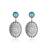 Western Earrings Outfit for Women Oval Silver Earrings Dangle Turquoise Western Jewelry Country Concert Outfits for Women Dress Cowboy Chic Rodeo Outfit Shirts Dress Accessories