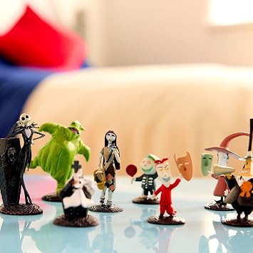 Disney Store Official Tim Burton's The Nightmare Before Christmas Toy Figure Set, 8 Toys including Jack Skellington, Sally, Zero, Oogie Boogie and more, Suitable for Age 3+