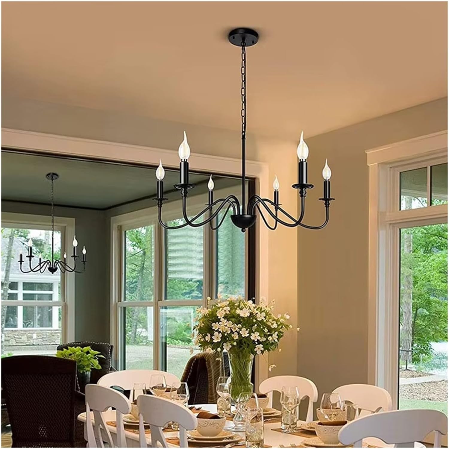 Modern Simple American Iron Chandelier Light Personality Living Room Kitchen Dining Room Lamp Bedroom Study Candle Lighting,for Decoration