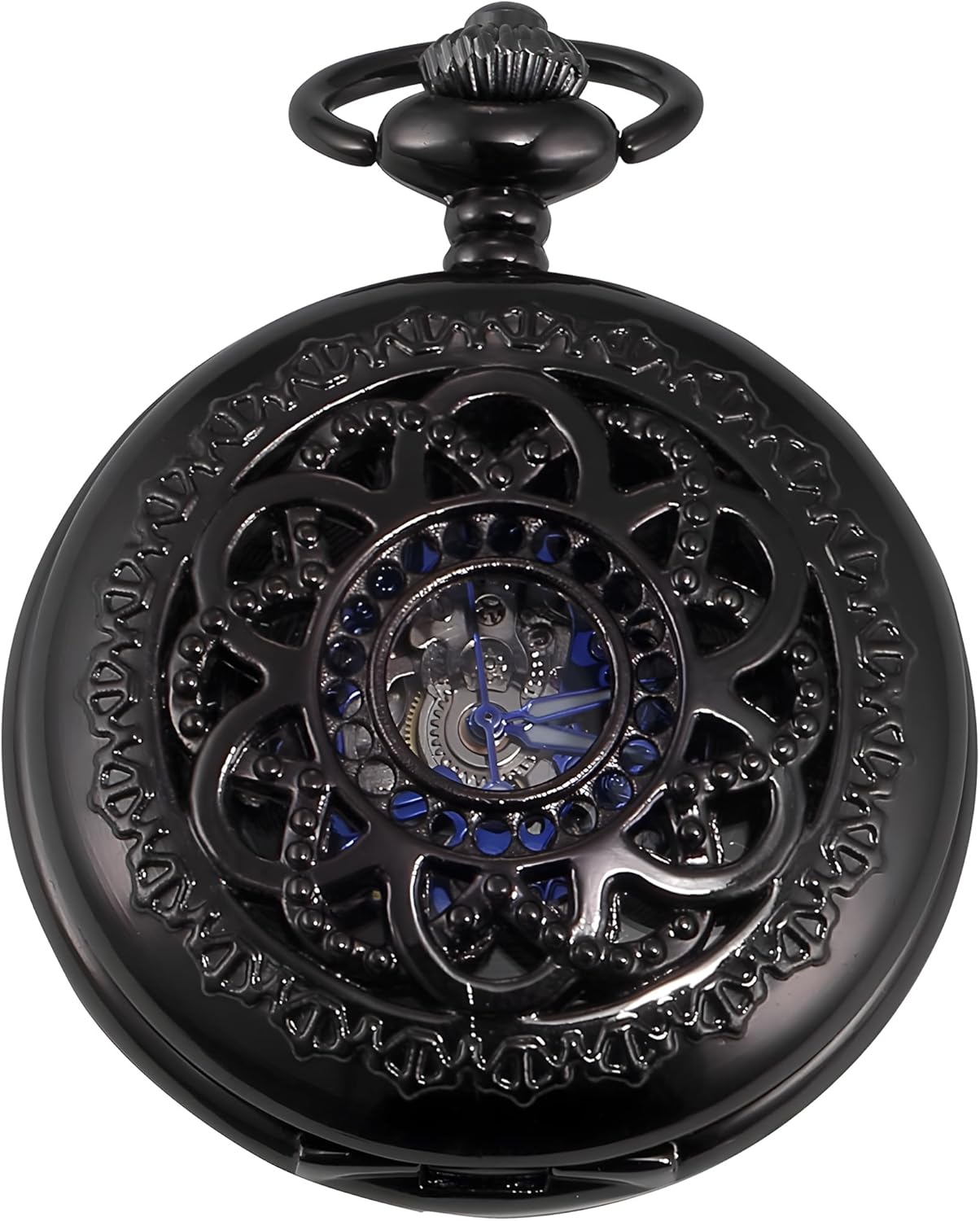 Carrie Hughes Mens Vintage Rococo Steampunk Mechanical Pocket Watch with Chain in Box WPK197