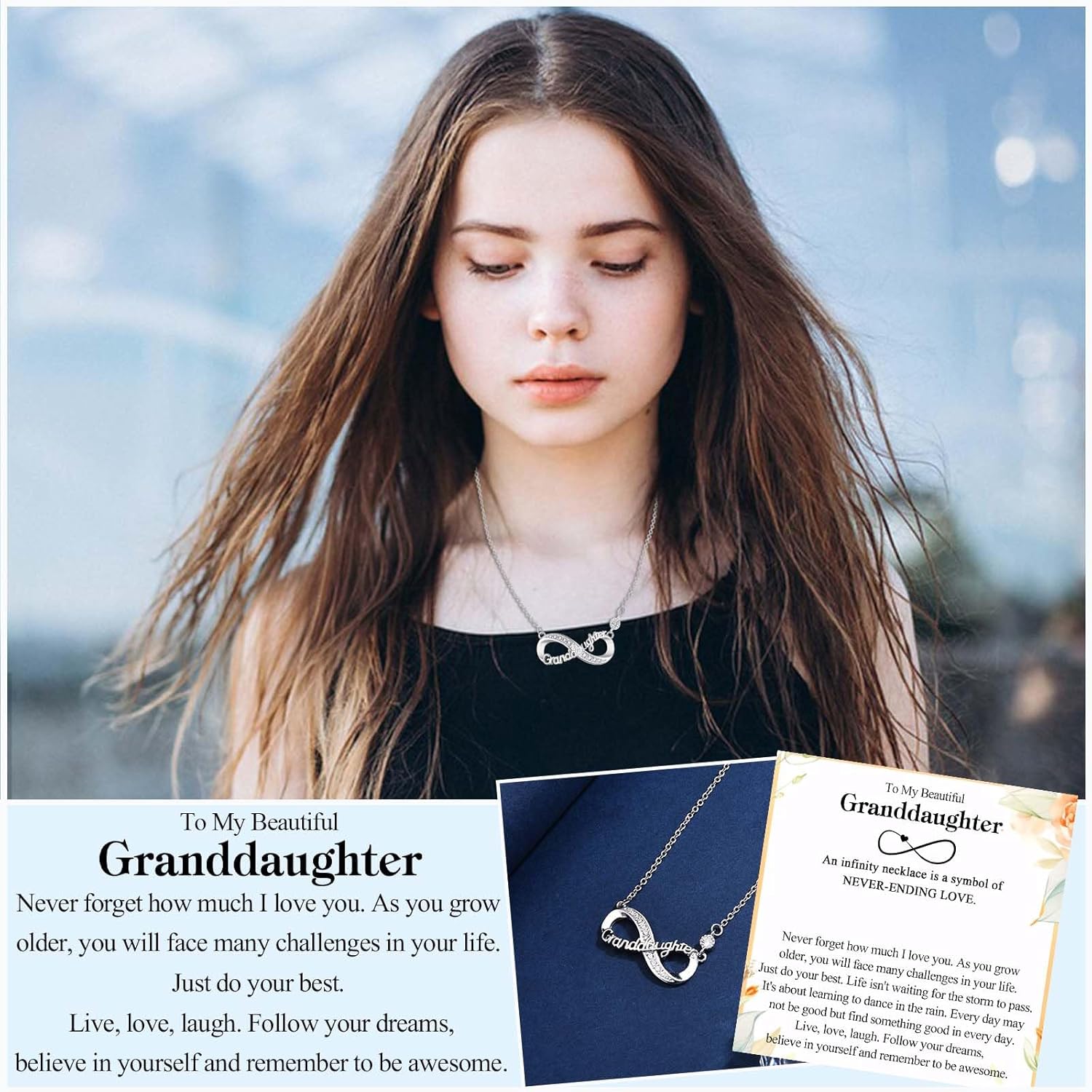 Infinity Mom Grandma Nana Sister Aunt Daughter Auntie Granddaughter Niece Necklace Gifts, Christmas Birthday Valentines Day Mothers Day Easter Graduation Back to School Gifts Stocking Stuffers Presents for Women Girls Her - Image 4