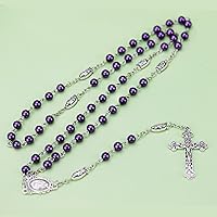 Vista 4 de Rnivida Collar de rosario de cuentas católicas con Virgen María, Jesús Crucifijo, Medalla Milagrosa Regalos de oración para mujer