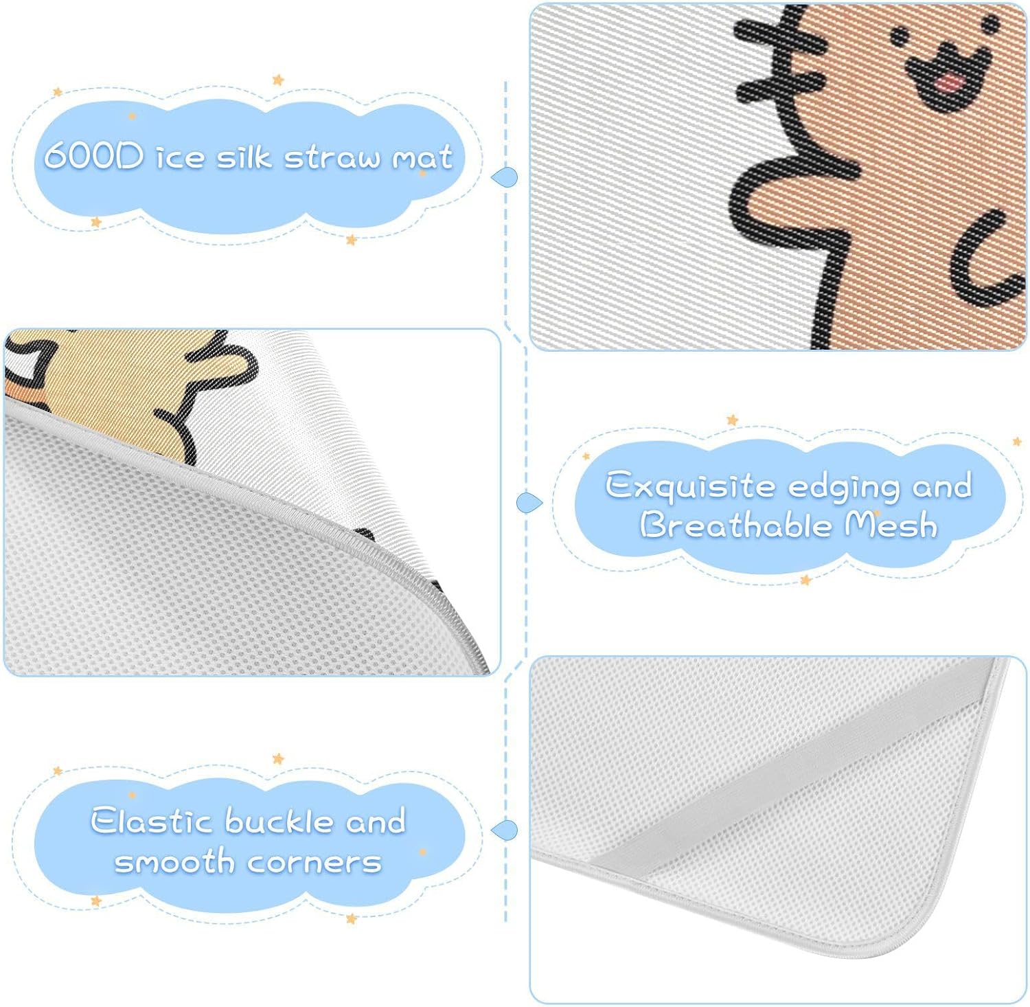 Happy Cute Cat Colorful Cooling Baby Play Mattress 28" x 52" Washable Crib Padding for Baby&Toddler