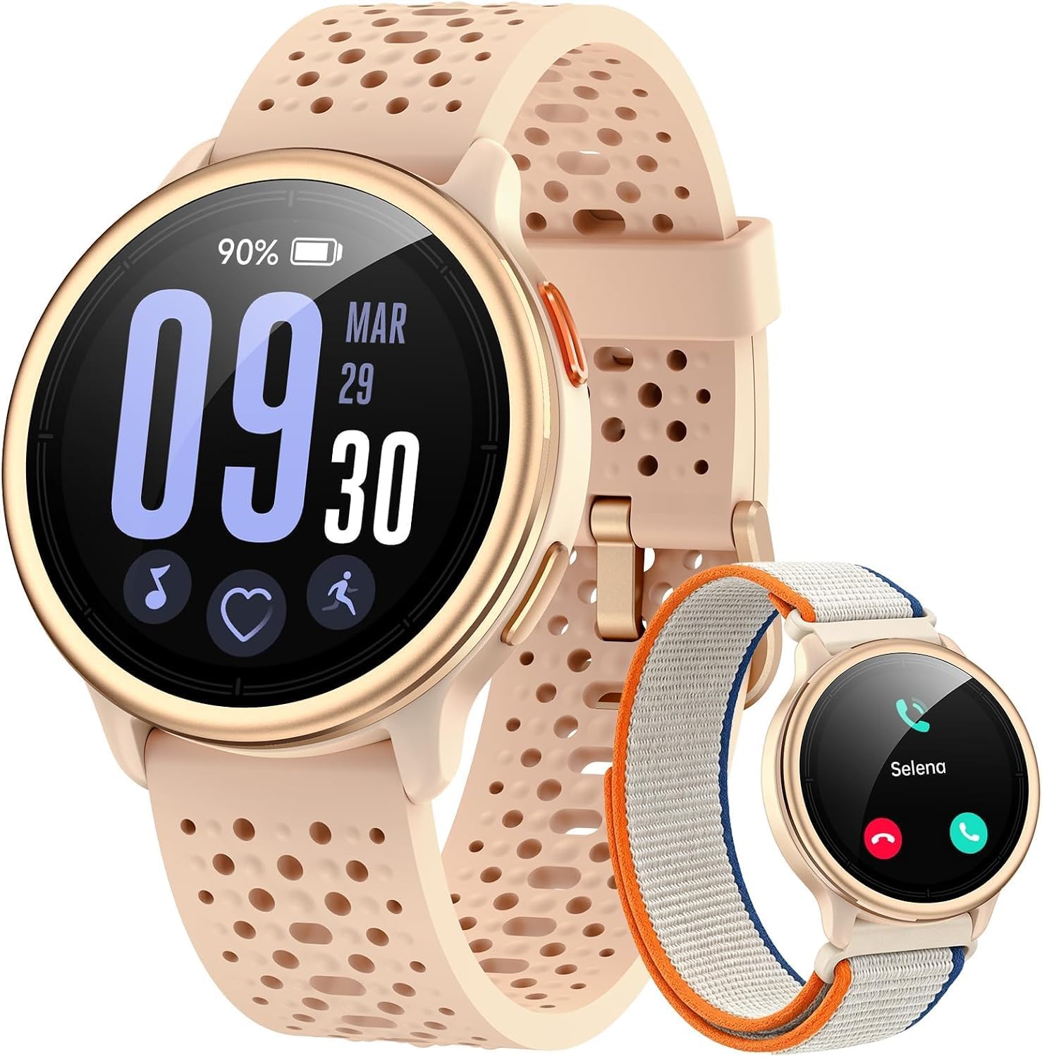 Smart Watch for Women/Men, Answer/Make Call, 1.27″ AMOLED Ultra-HD Screen Smartwatch for iPhone & Android, 3ATM Waterproof Fitness Tracker with Heart Rate/Sleep/SpO2 Monitor, 120+ Sport Modes, 2 Bands