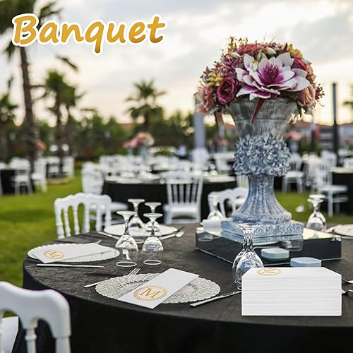 Miniatura 7 de 100 servilletas desechables con monograma de oro, toallas de mano decorativas con letra M, servilletas de cena para invitados, toallas de mano con