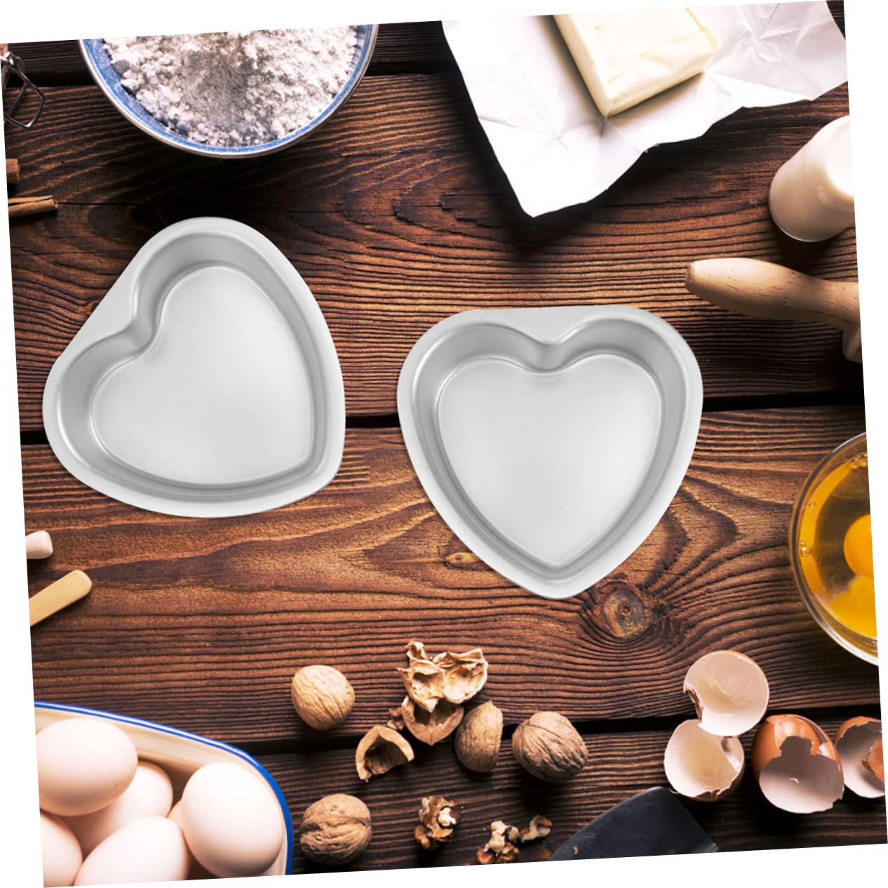 Veemoon Molde 2 Piezas de Aleación de Aluminio para Pastel de Corazón Superficie Lisa sin Rebabas para Repostería y Manualidades