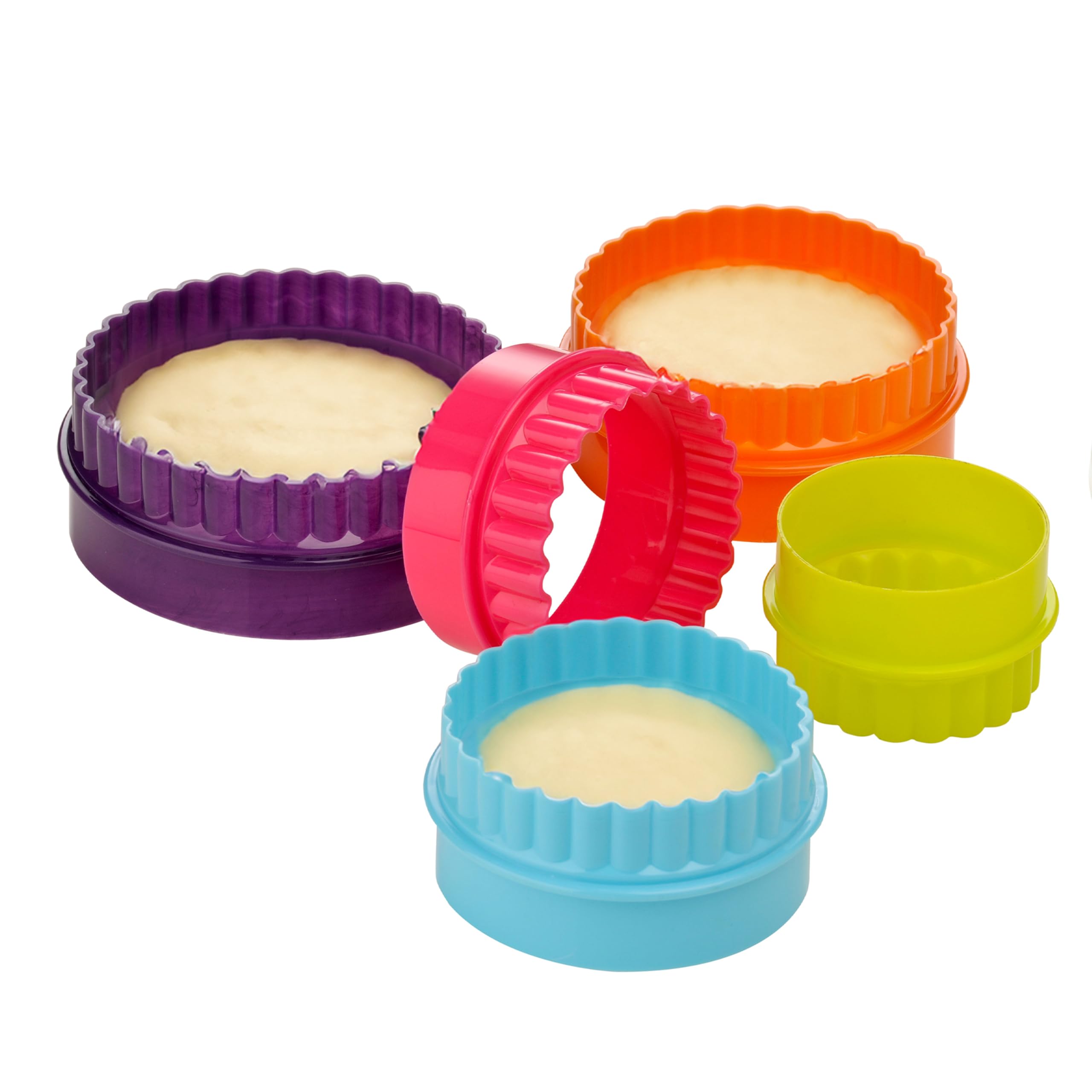 Premier Housewares Durable 5Pc Fluted Shape Cutter | Simple To Use Biscuit Cutters For Snacks | Dishwasher Safe Cookie Cutters For Baking | Versatile Pastry Cutters For Desserts