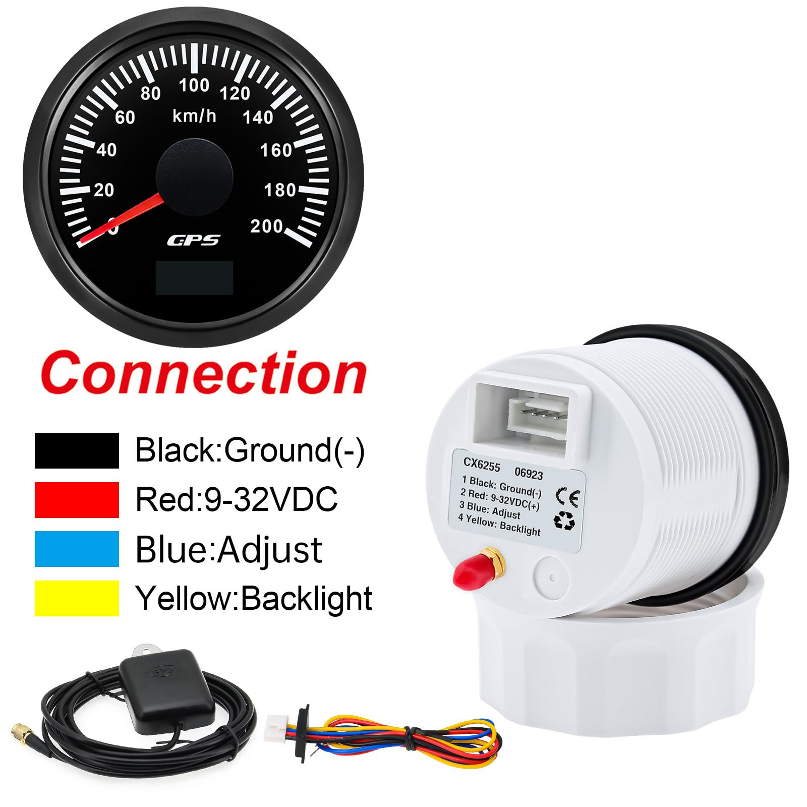 52mm Geschwindigkeitsmesser Boot GPS Tacho Kilometerzähler 0-200Km/H Wasserdichter IP67 7-Farben Tachometer Messgerät für Auto Boot Yacht 12V/24V …