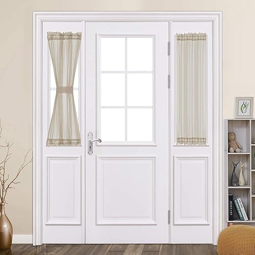 MIULEE - Cortinas semitransparentes para puerta francesa de 2 paneles