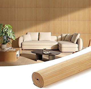 OUZUGIE 1 Pack 96x24 Inch Natural Bamboo Wall Panel – Yellow Burned Pole Wrap Paneling for Walls, Ceilings, Cabinets, Furniture – Ideal for Bedroom, Living Room & Office DIY Decor