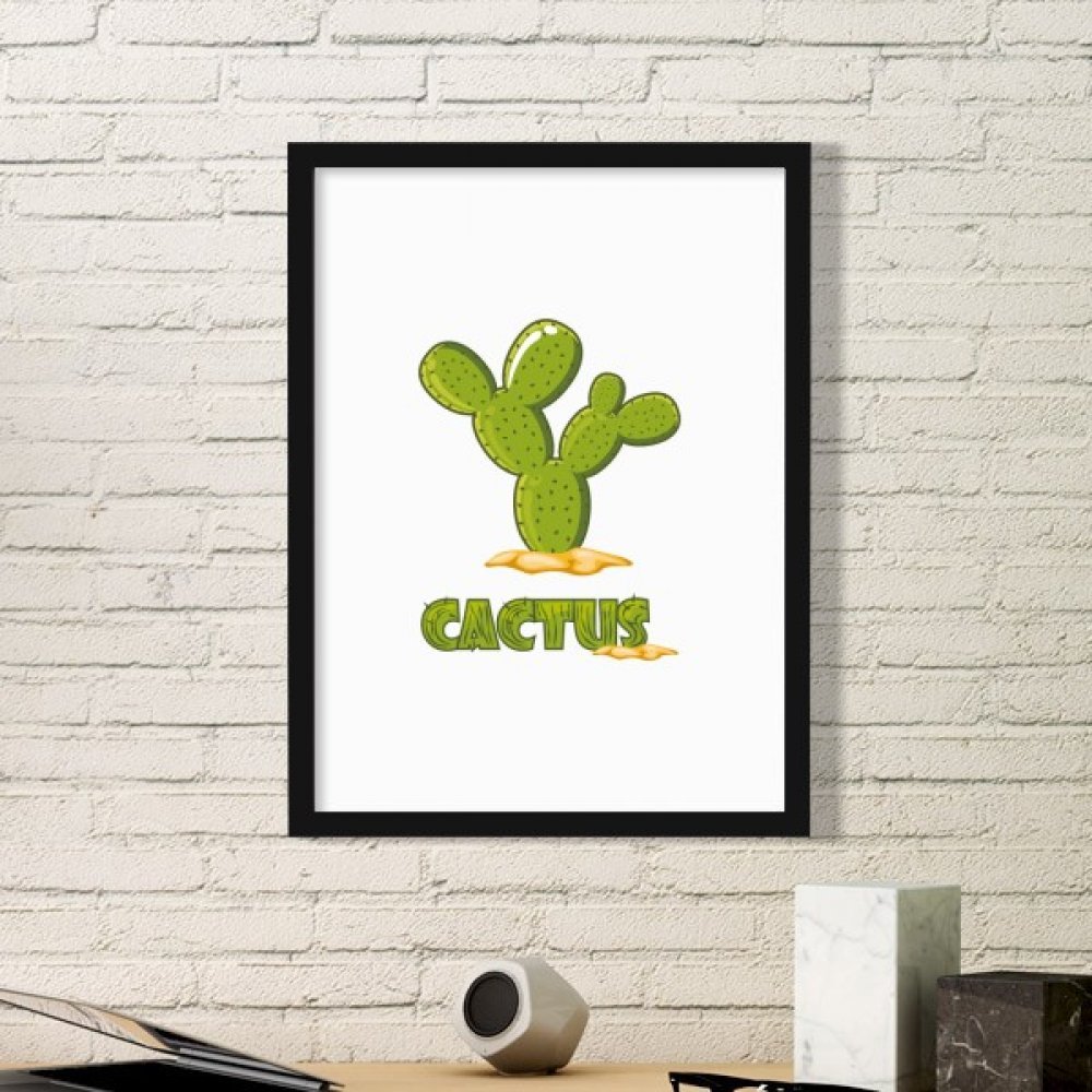 Affiche cactus vert cadre noir pour bureau scandinave