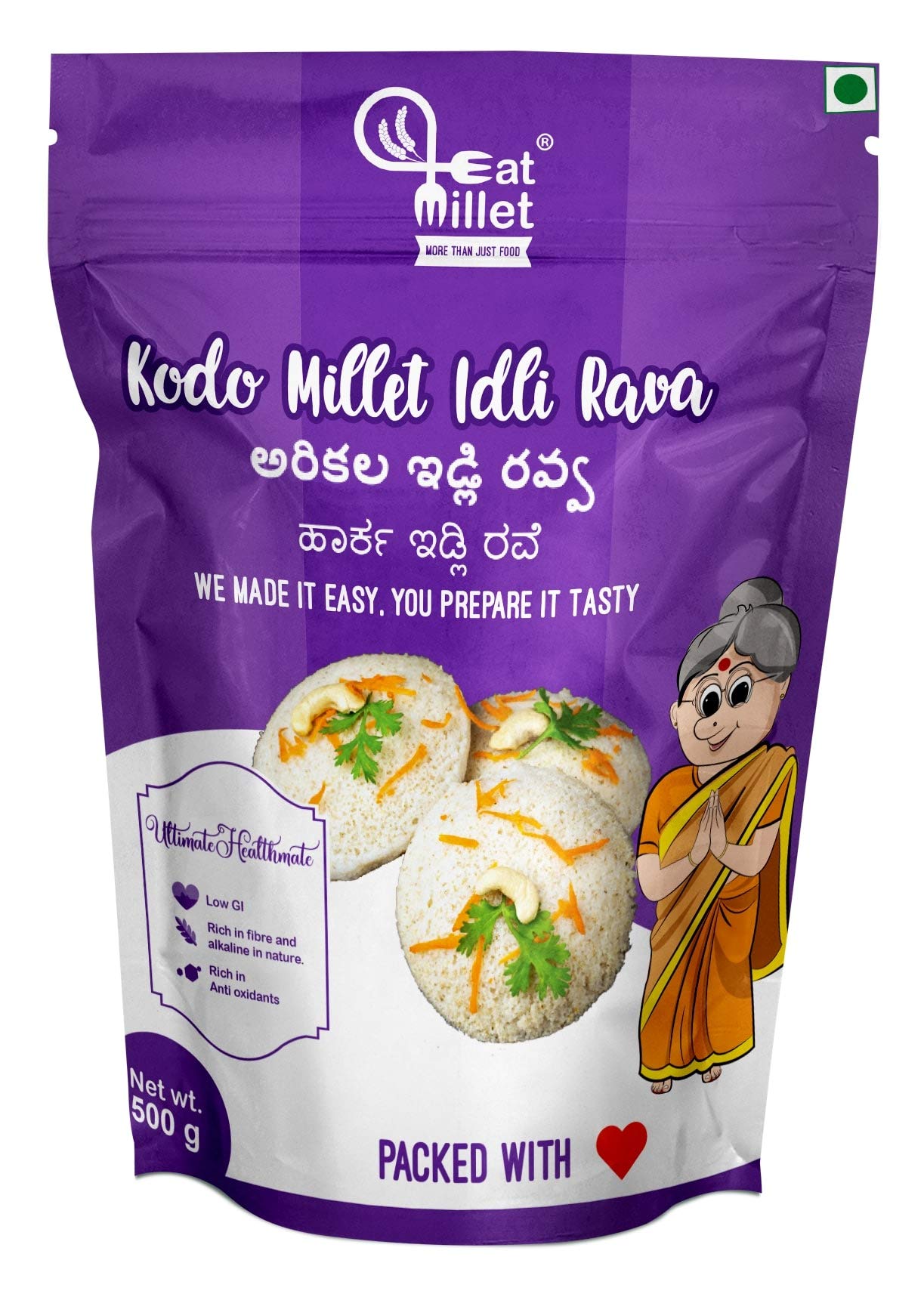 Eat Millet Kodo Millet Idli Rava 500g (Pk of 2) - Nutritious and Delicious Breakfast Option | 100% Natural and Healthy - Traditional South Indian Breakfast | Easy & Ready to Cook (B08MTYXS8N) Amazon Price History, Amazon Price Tracker