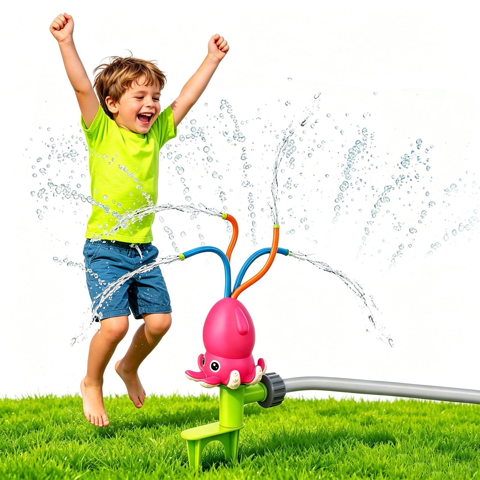 Upgraded Octopus-Shaped Garden Sprinkler Toy, Automatic Lawn Sprinklers for Kids Outdoor Games, Summer Outdoor Sprinkler Toys for Boys Girls Ages 3-12, Garden Toys for Toddlers
