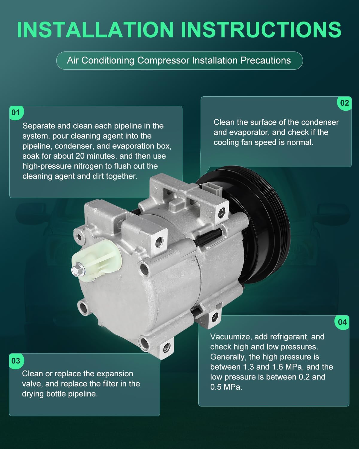 SCITOO AC Compressor fit for Mercury Villager 3.0L 1993 1994 1995 1996 1997 1998, Air Conditioning Compressor fit for Nissan Quest 3.0L 1993 1994 1995 1996 1997 1998 6511451