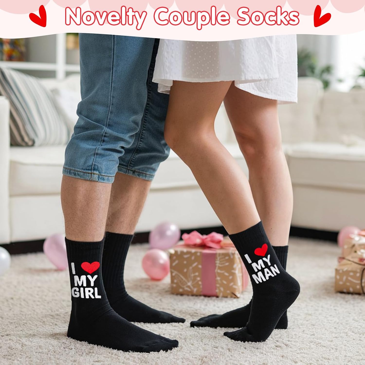 I LOVE MY GIRL MAN Socks Funny Novelty Socks for Valentines Girlfriend Boyfriend Anniversary Couple Gift Ideas