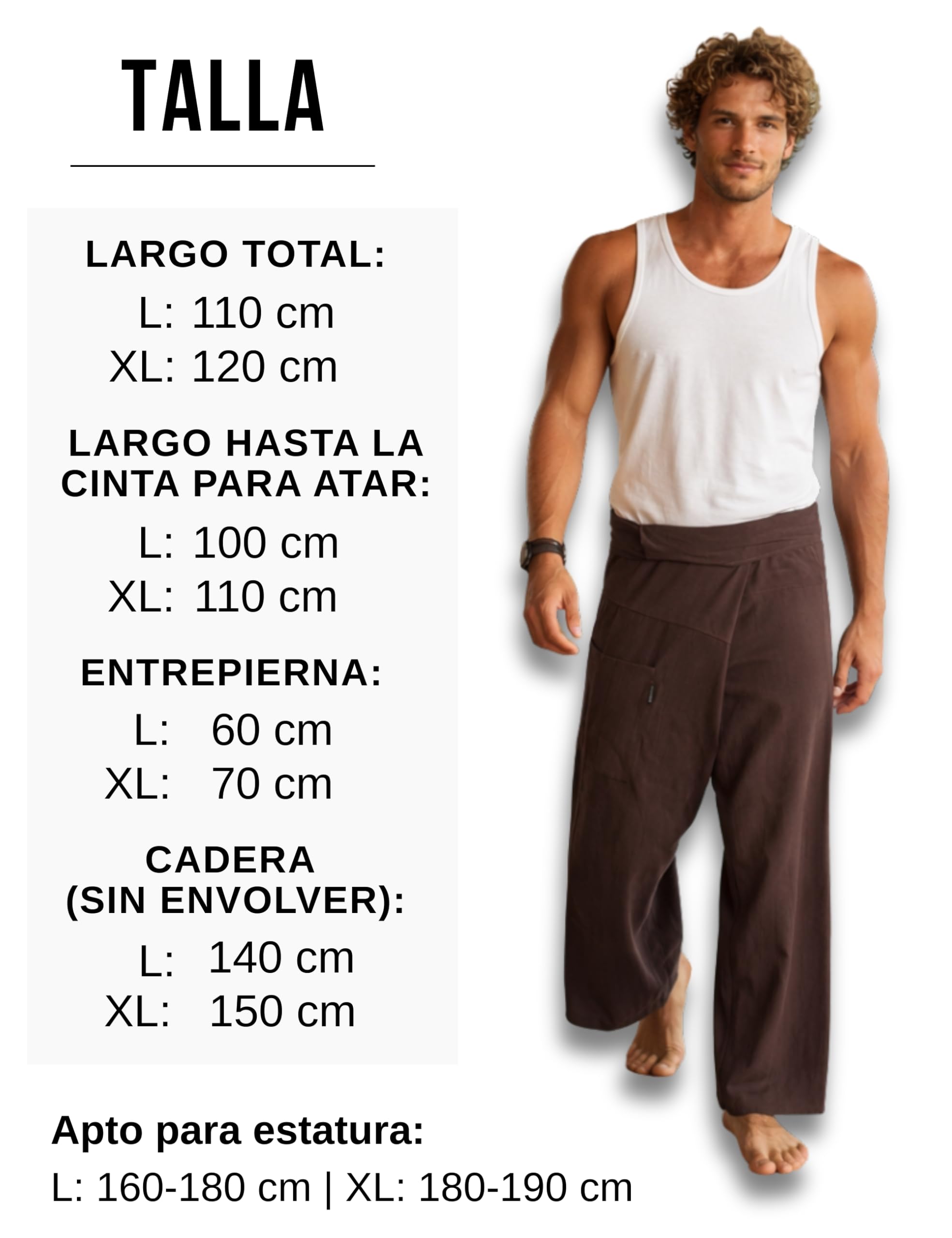 PANASIAM Pantalón Pescador tailandés de algodón para Mujer y Hombre - Pantalón tailandés Ancho Unisex con Ajuste Flexible en 2 Largos - Ideal para Yoga y Artes Marciales