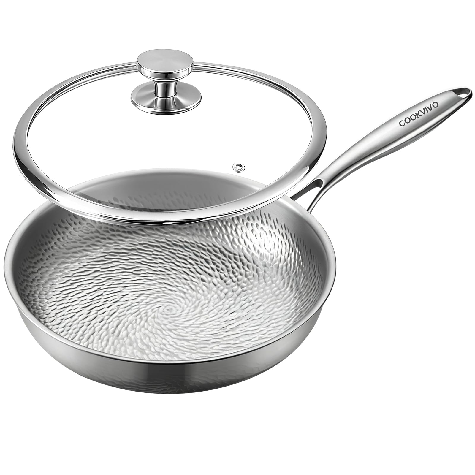 COOKVIVO 10 Inch Pure Titanium Frying Pan with Lid for Cooking NonToxic