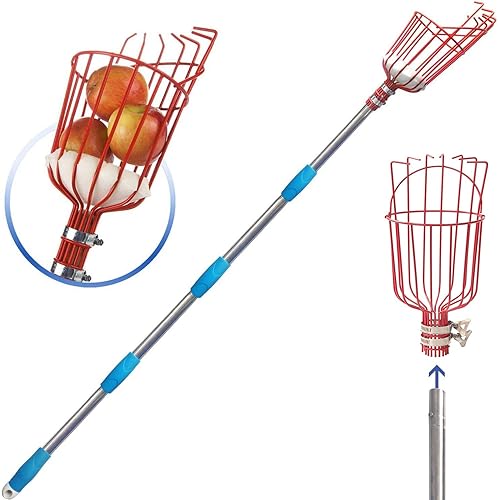 10FT Fruit Picker, Fruit Picker Tool with Basket & Adjustable