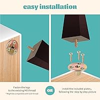 Vista 5 de Juego de 4 patas cuadradas para sofá, patas de repuesto de madera de 3 pulgadas para muebles, color marrón oscuro