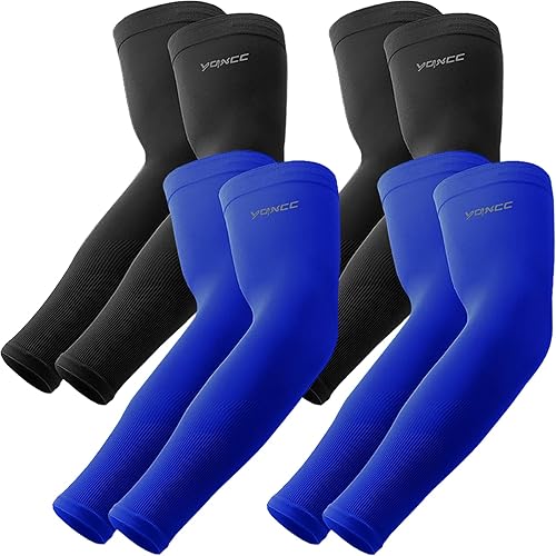 Vista 11 de YQXCC 4 pares de mangas de brazo, mangas de compresión deportivas de protección solar UV para hombres y mujeres, mangas de brazo de baloncesto