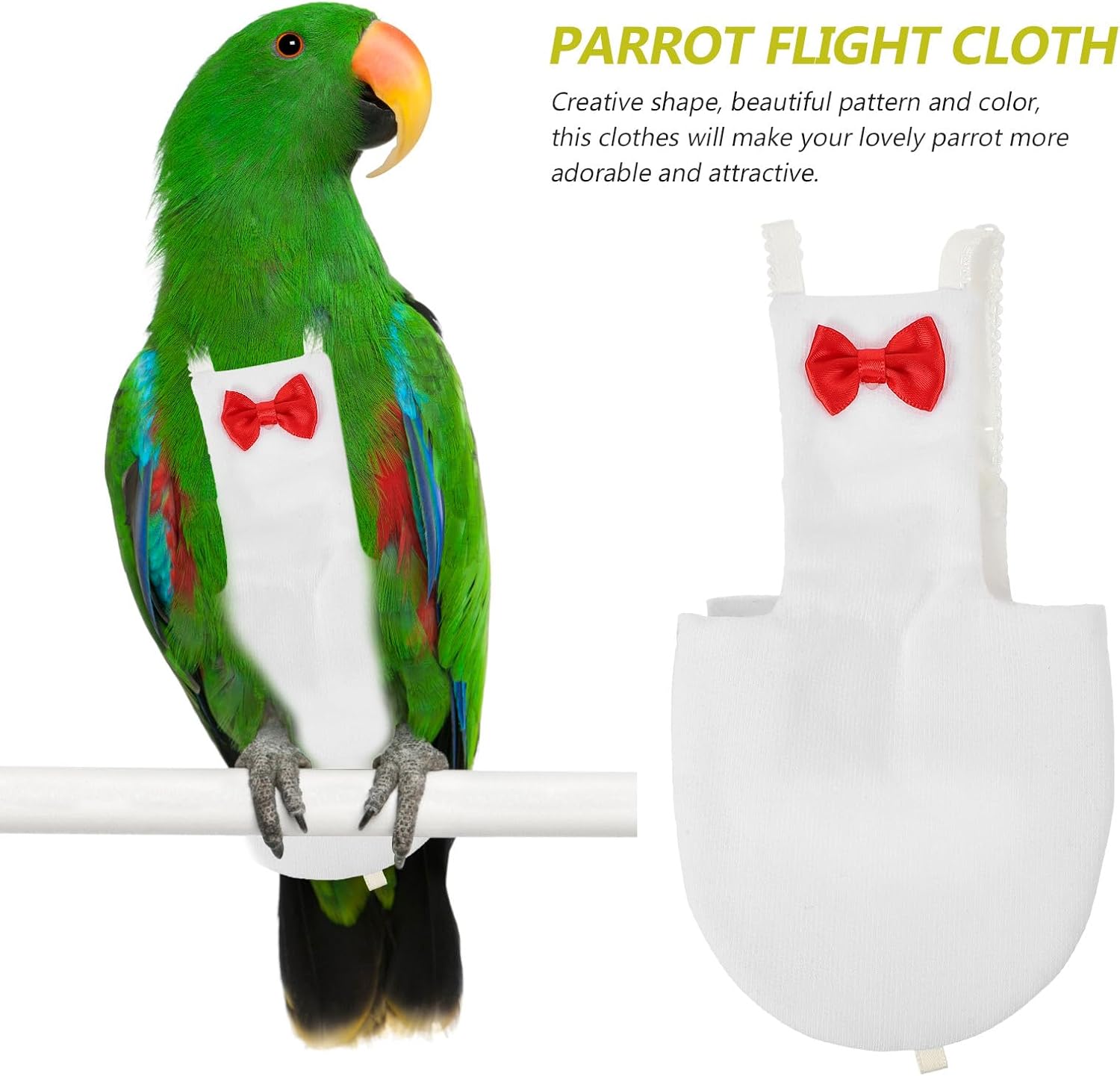 HEMOTON Parrot Diapers for Small Birds Washable Flight Suit Bird Clothes White L Size Suitable for Pet Parakeets and Cockatiels Outdoor Use