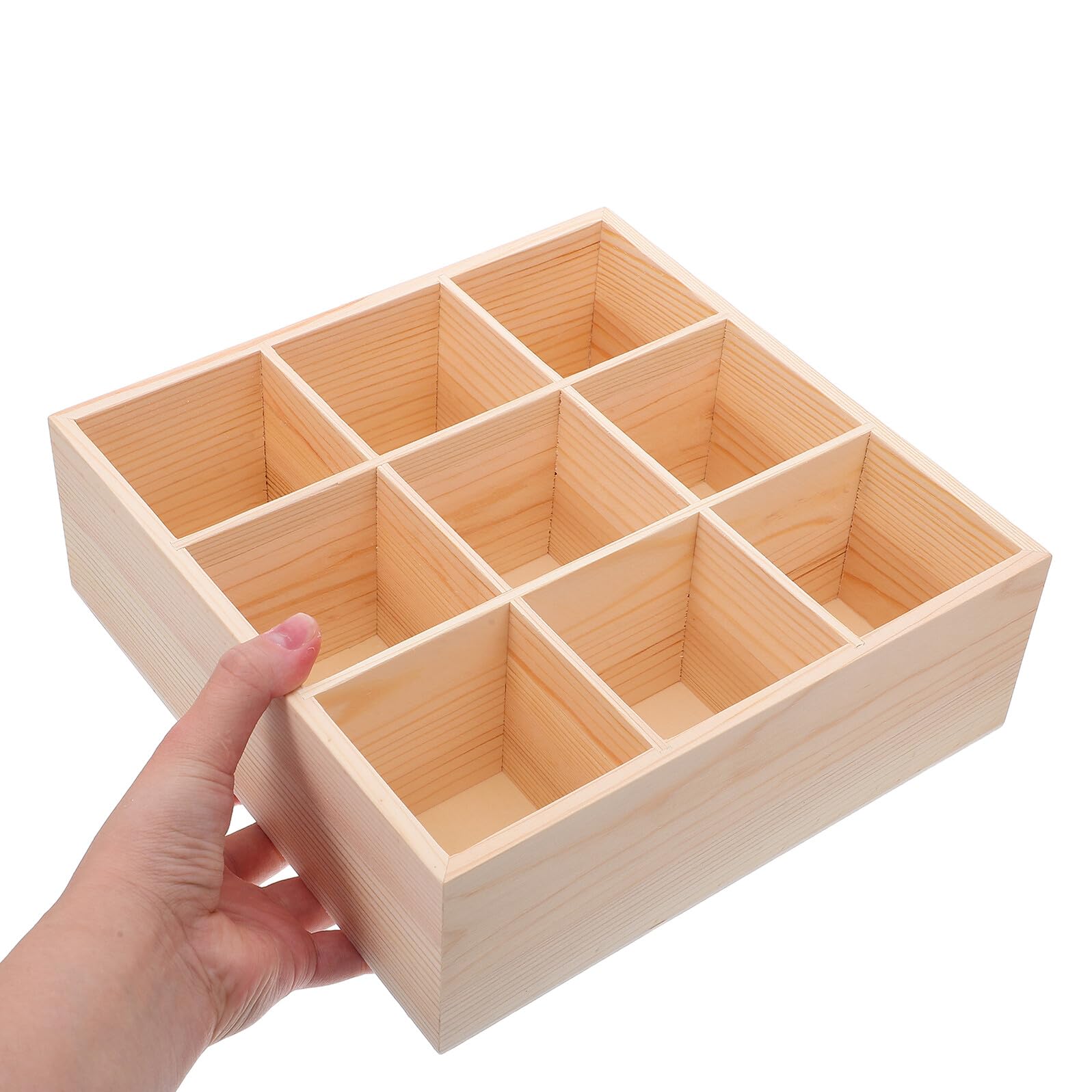 Organizzatore per Cassetti in Legno 9 Scomparti, Divisori Regolabili, Design Salvaspazio per Cucina e Artigianato