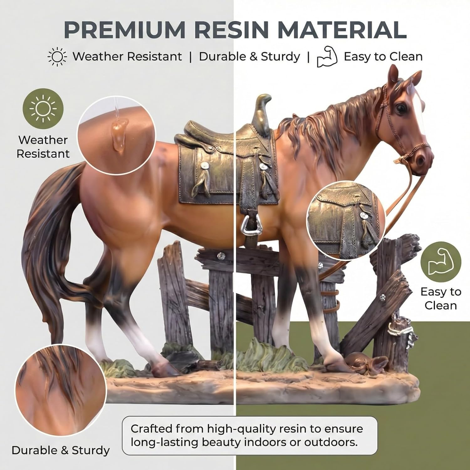 Horse Statue Figurine Sculpture Resin Collectible Gifts for Horse Lover Office Home Decor Desk Accessories Decoration Garden Figurines Outdoor Decor (Brown)