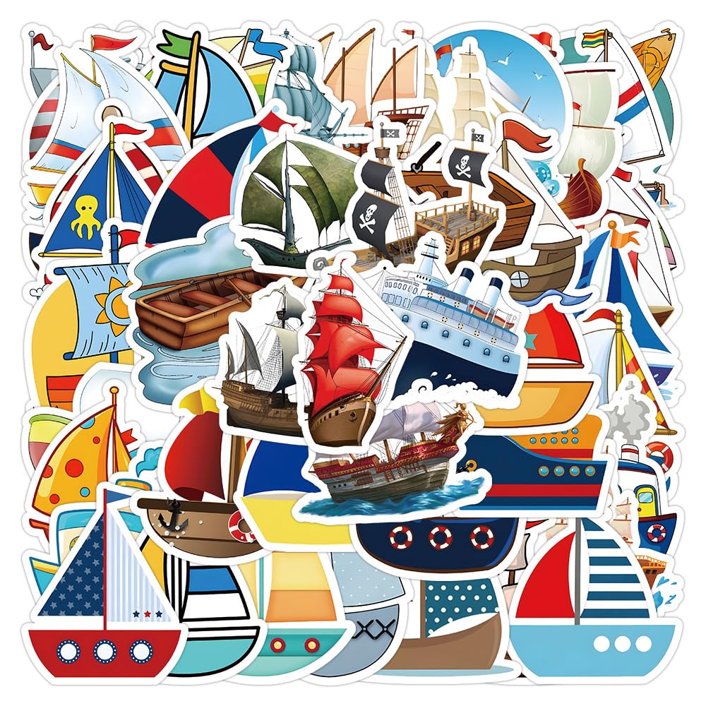 Adesivi Vinile Bambini 50 Adesivi Barche A Vela - Stickers Vinile Per Skateboard, Laptop, Bottiglie Stickers Vinile Riutilizzabili