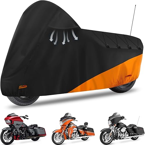 Miniatura 1 de Funda para motocicleta, impermeable para todas las estaciones, para exteriores, con empalme de línea inclinada, L, se adapta a Harley Davidson de