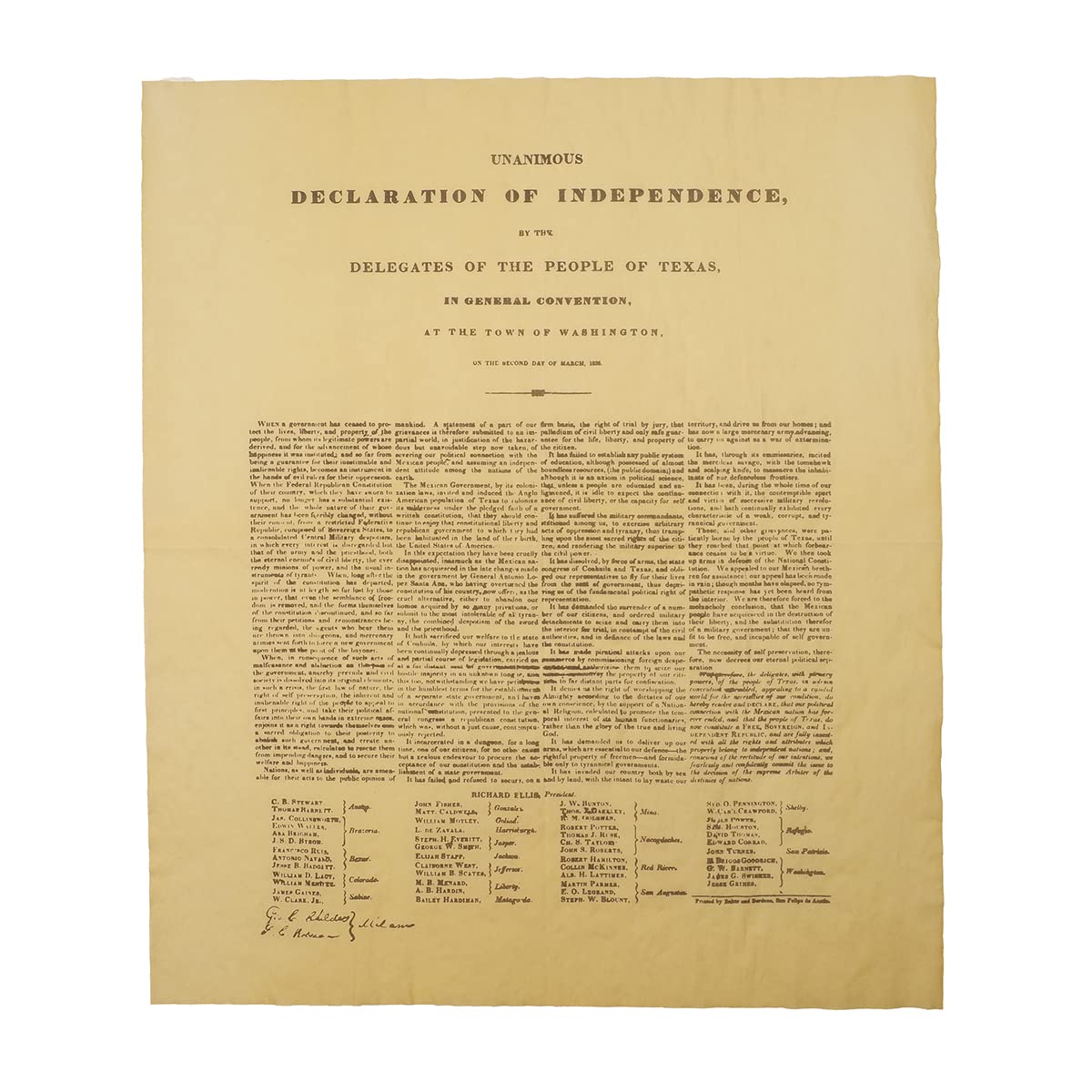 Treasure Gurus Texas Declaration Independence Poster Parchment Paper Western Home Decor Wall Art