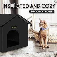 Vista 5 de Rest-Eazzzy Casa para gatos al aire libre, resistente a la intemperie y aislada, con alfombrilla y toldo, fácil de poner, refugio para gatos