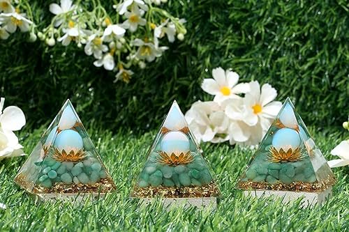 Miniatura 3 de Pirámide de orgón de aventurina verde, cristales curativos, pirámide de orgonita, flor de la vida, energía positiva, pirámide de piedras preciosas