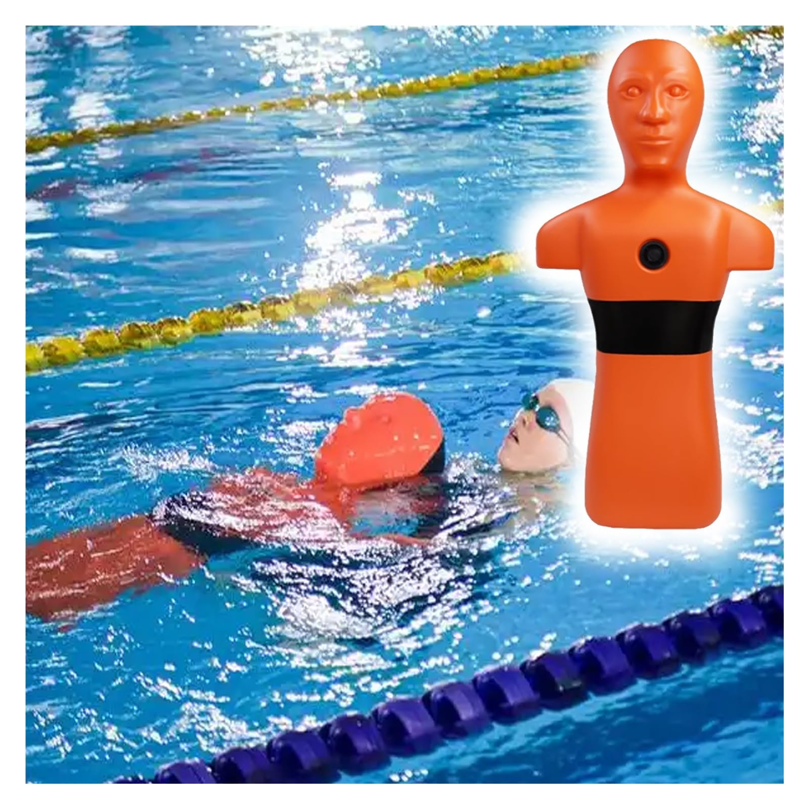 MZZKFC Water Rescue Training Dummy, Drowning Prevention Teaching Tools with 3 Inlet & Outlet Holes, Swimming Pool Rescue Training Equipment for Teenagers/Adults(Orange)