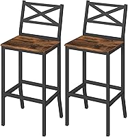 Vista 1 de Bar Stools, Set of 2 Bar Chairs with Backrest and Footrest, 26" Tall Counter Bar Stools, Kitchen Breakfast Bar Chairs, Easy Assembly, for Dining