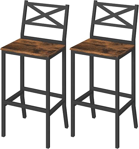 MAHANCRIS Bar Stools, Set of 2 Bar Chairs with Backrest