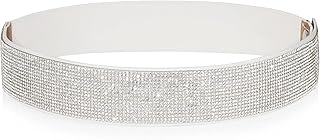 Sponsored Ad - YooAi Rhinestone Elastic PU Leather Belt Shiny Crystal Stretch Waist Belt Wide Waist Band for Women Dress