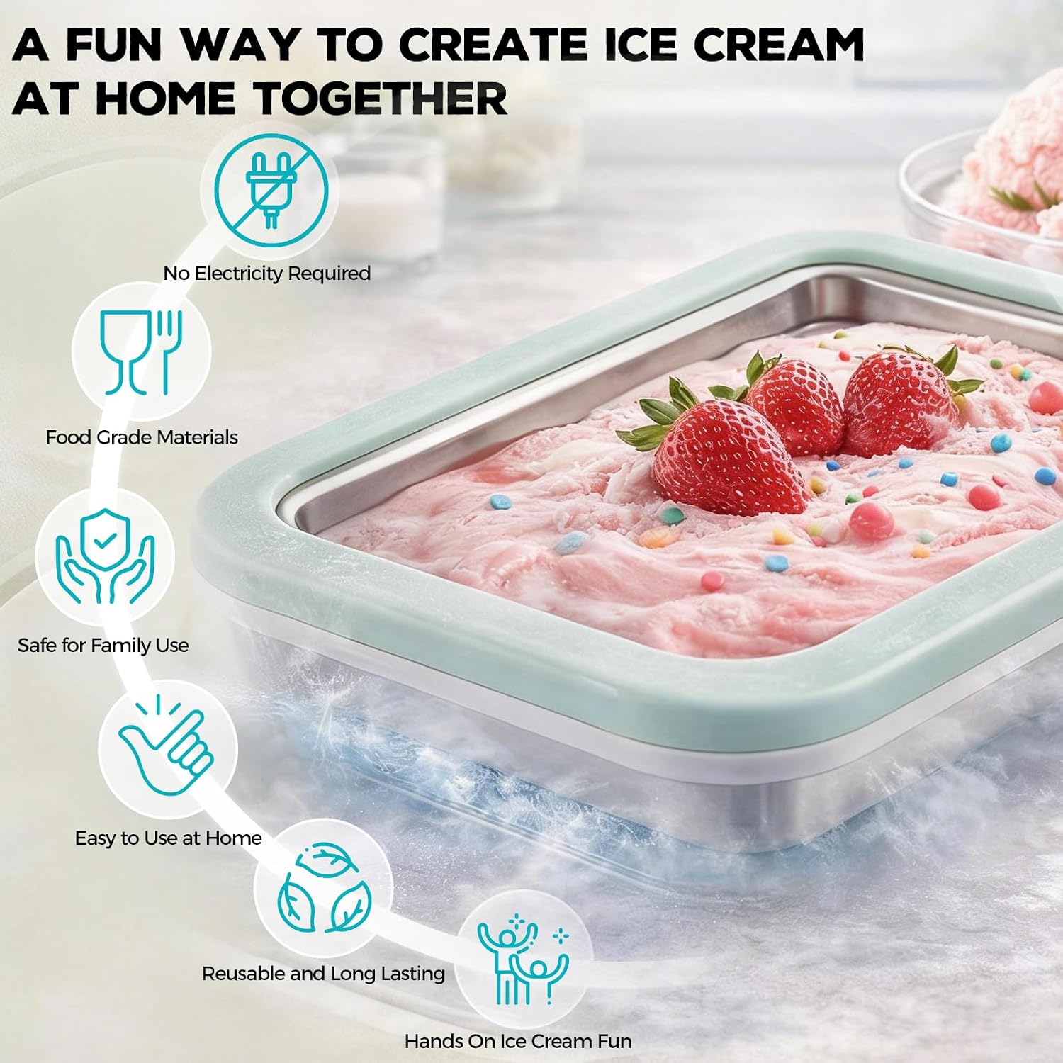 Rolled Ice Cream Maker with Quick Start Guide - DIY Instant Ice Cream Tray Kit, Includes 2 Scrapers for Manual Homemade Ice Cream Rolls, Frozen Yogurt, Sorbets & Slushies, No Electricity Needed（green）