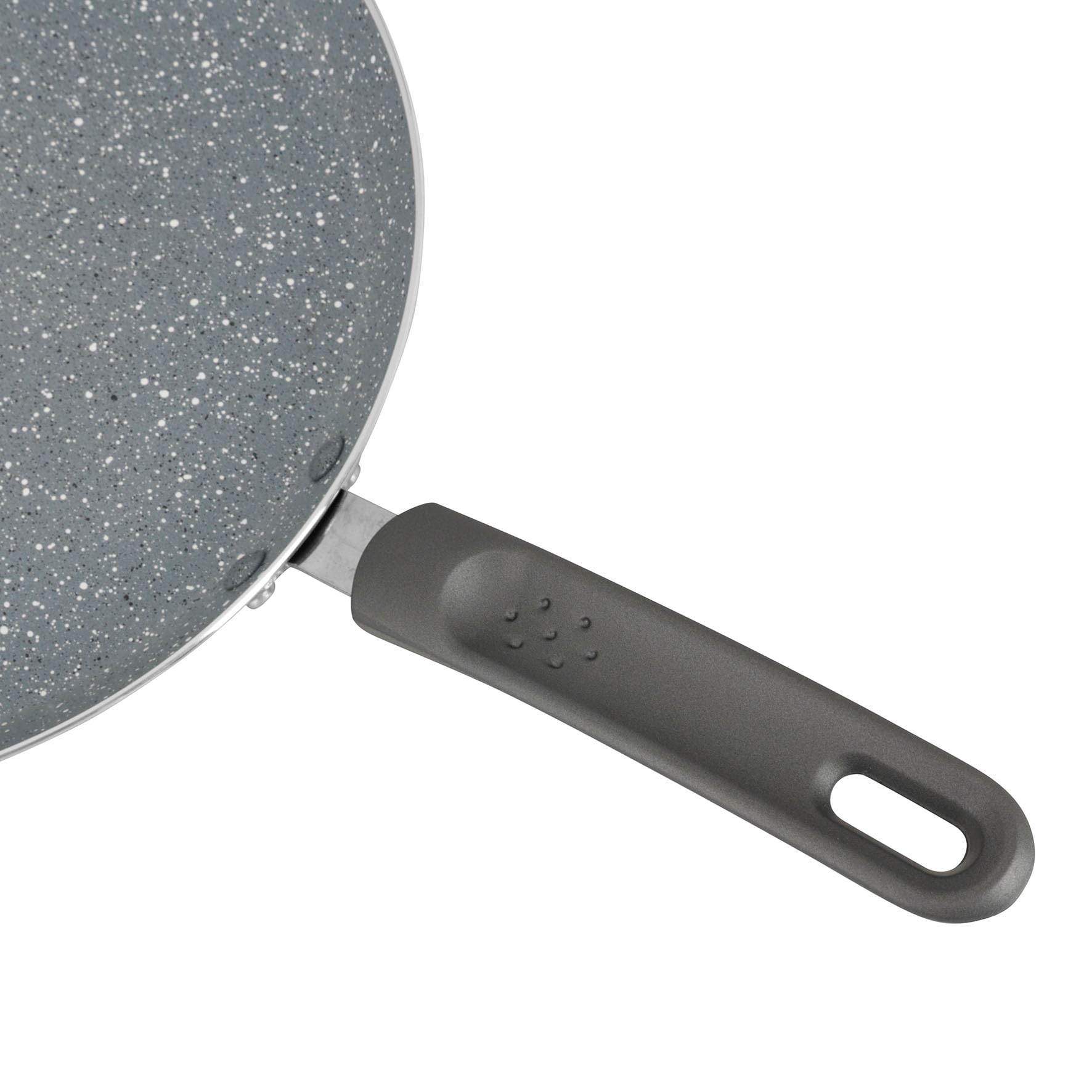Crealys 539346 AUTAN Aluminiowa patelnia do naleśników Ø 26 cm - Zdrowa powłoka nieprzywierająca w ceramice z efektem kamienia - kremówka w kolorze szarym - silikonowa rękojeść odporna na temperaturę