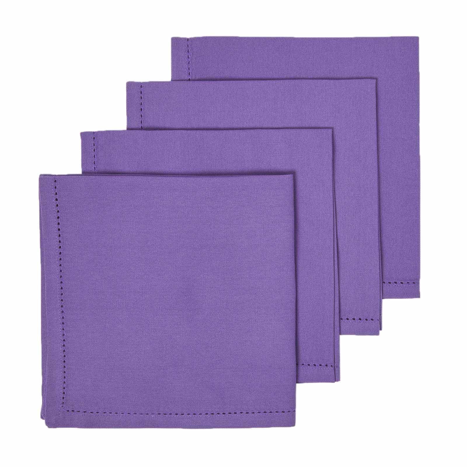 Homescapes Unisex Purple Cotton Fabric 4 Napkins Set In